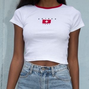 brandy melville white suisse top !